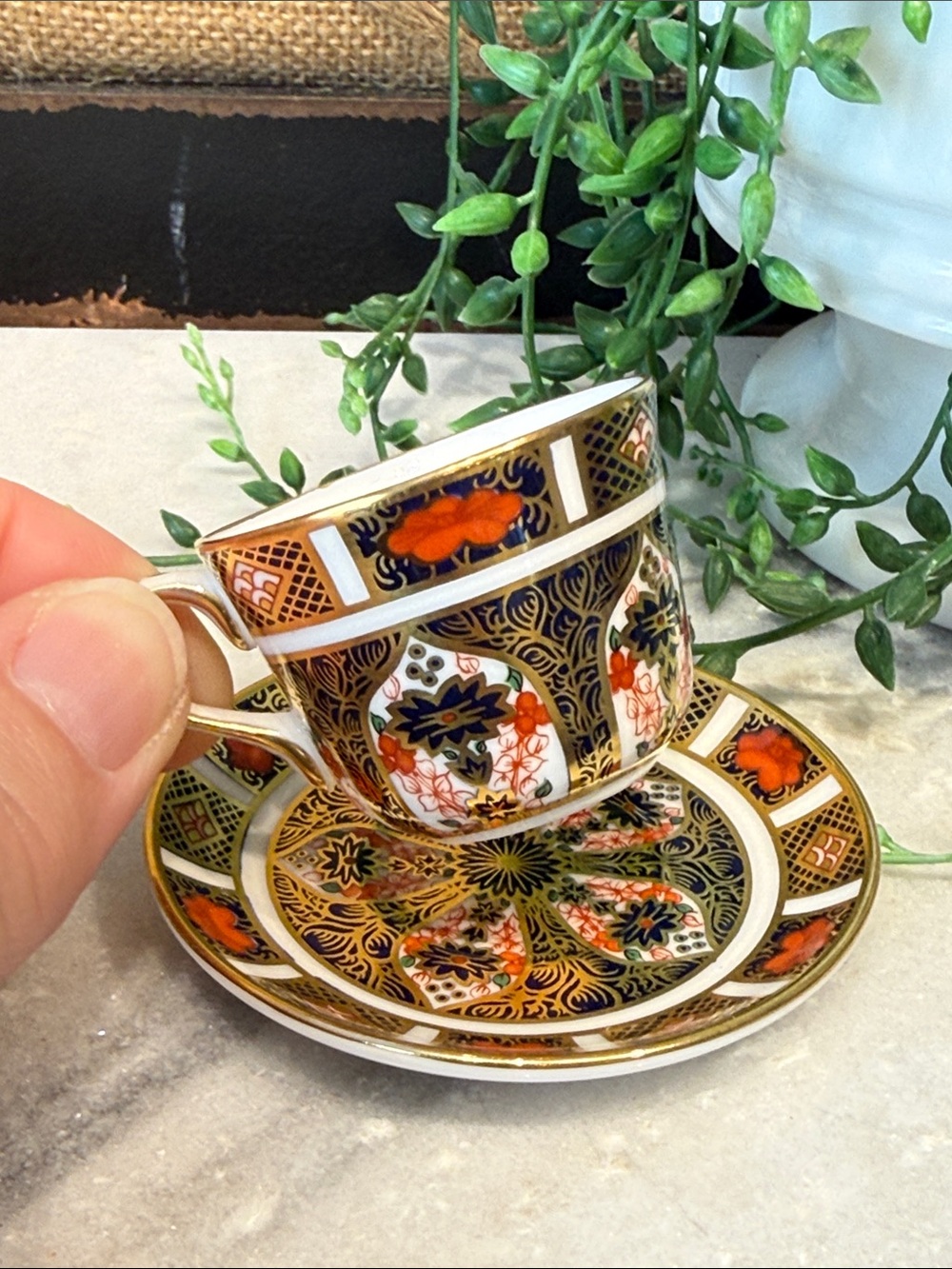Royal Crown Derby miniature cup & saucer